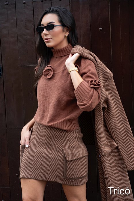 Max Casaco Tricot Pamela - Nude escuro