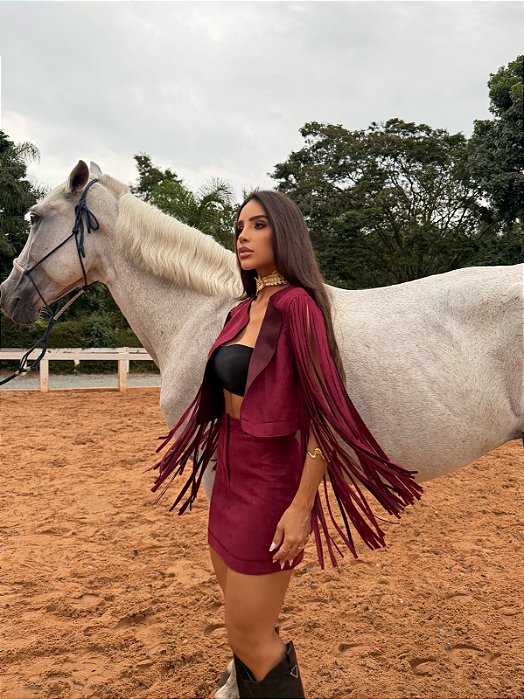 Conjunto franjas Ranch - Bordo
