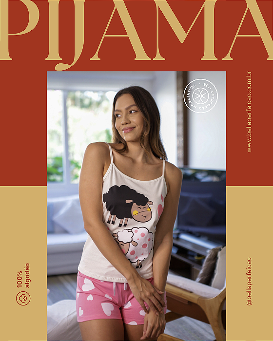 Pijama Alça Ovelha 100% algodão