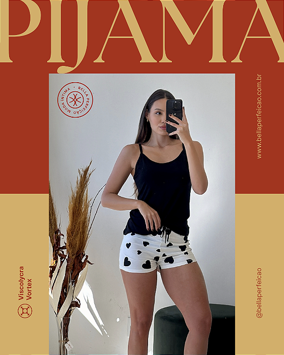 Pijama Alça Coração Off