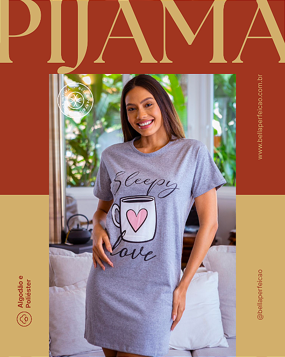 Pijama camisetão xícara