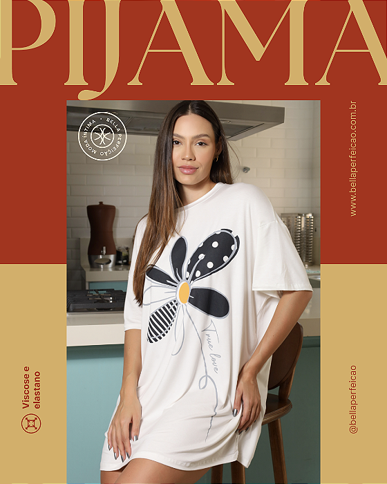 Pijama camisetão Margarida Off