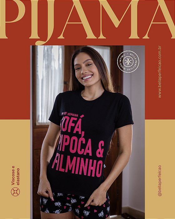 Pijama pipoca manga curta