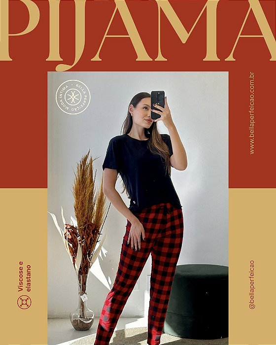 Pijama manga curta love story