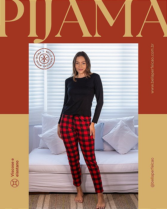 Pijama Longo Xadrez vermelho
