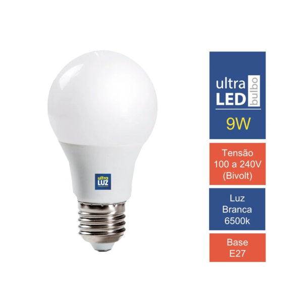 Lâmpada Ultraluz Led 9w 6500k Branco Frio Bulbo E27 Bivolt