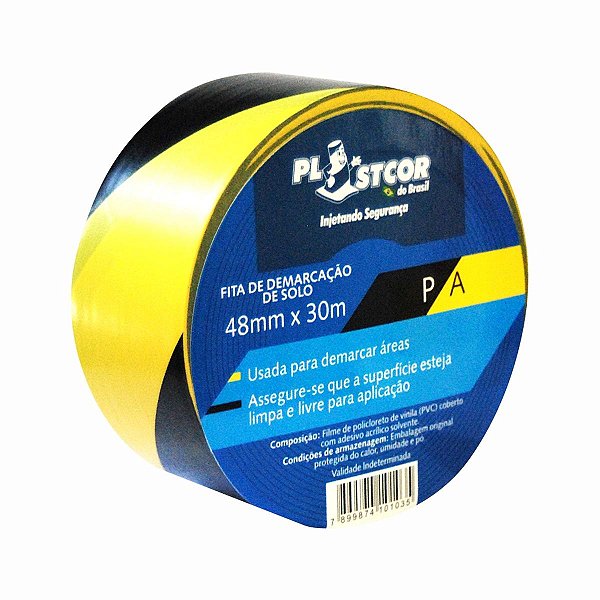 Fita Zebrada Demarcação Adesiva 48mm x 30m Plastcor