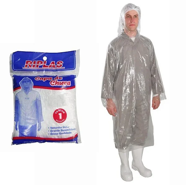Capa De Chuva Descartável transparente