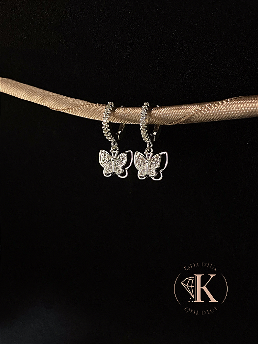 Brinco Argola Cravejada Borboleta