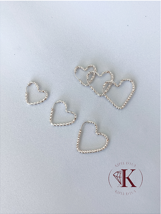 Trio de Argolas Corações Torcidos