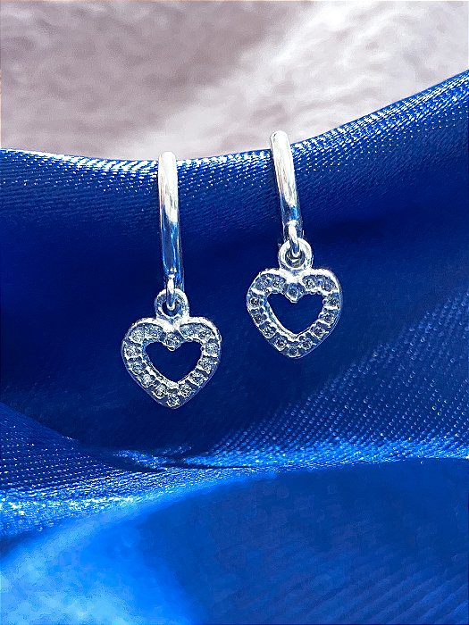 Brinco Argola Lisa Coração Cravejado