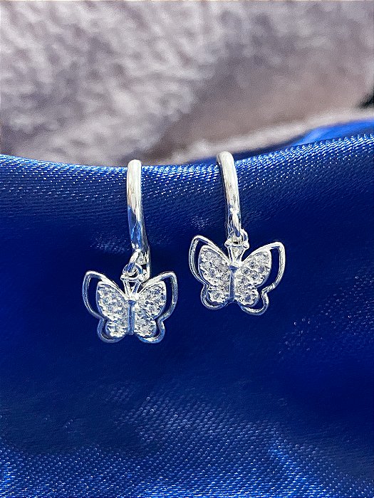 Brinco Argola Lisa Borboleta Cravejada