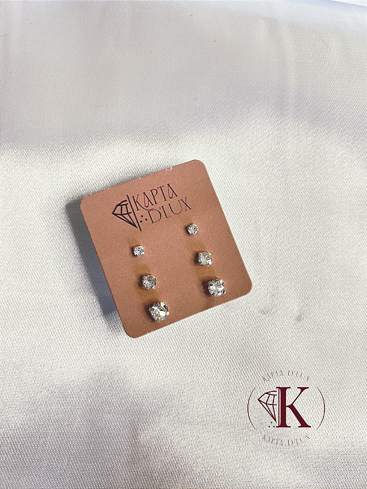 Trio de Brinco Ponto de Luz Redondo