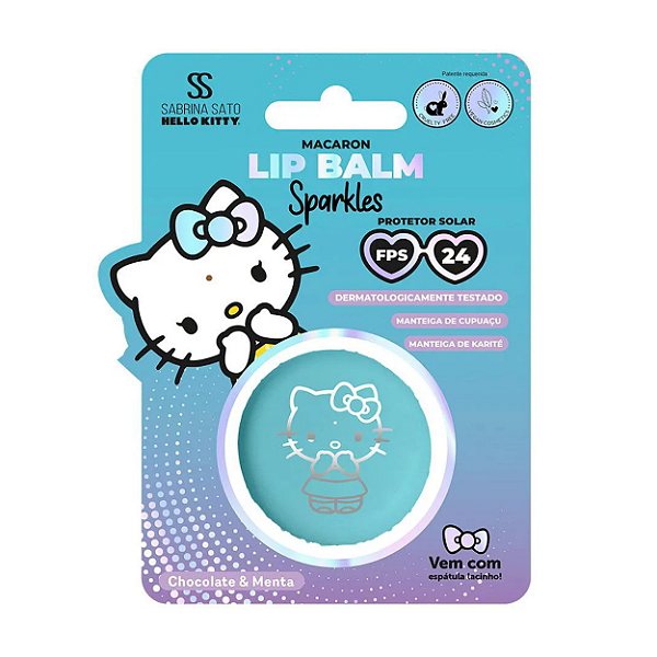 Lip Balm Macaron FPS24 Chocolate e Menta Sparkles Sabrina Sato Hello Kitty 8g