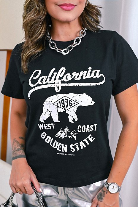 T-shirt Preta Califórnia 1976 Urso