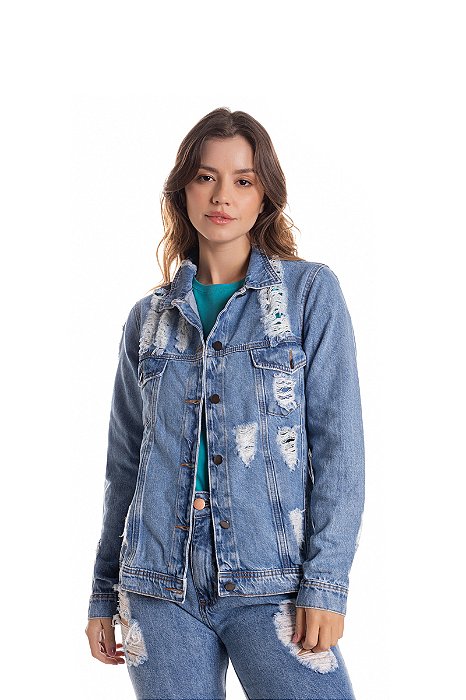 Jaqueta Jeans Destroyed