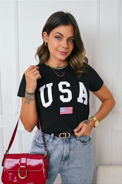 T-shirt Preta Usa