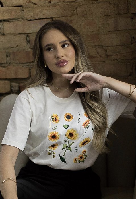 T-shirt Off White Girassol