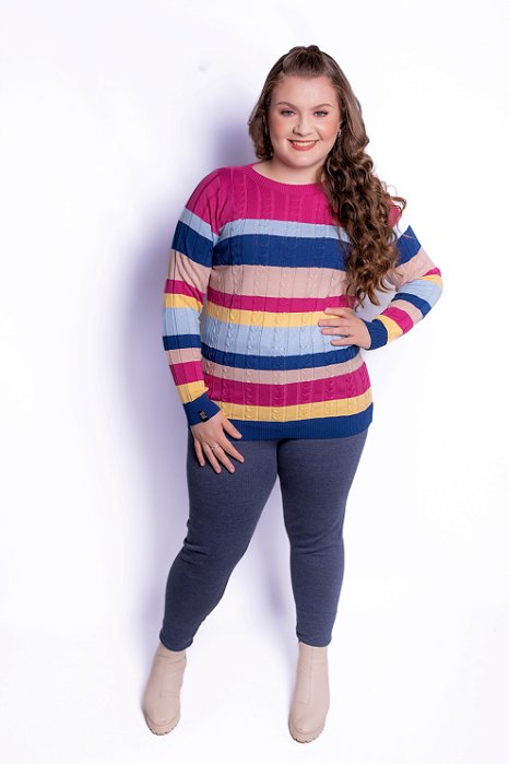 Blusa Listrada Trançada