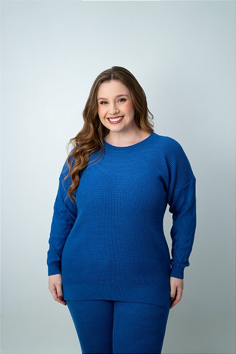 Blusa Alongada com Manga Trabalhada