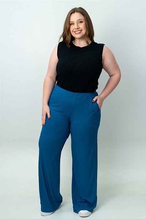 Calça Canelada Reta