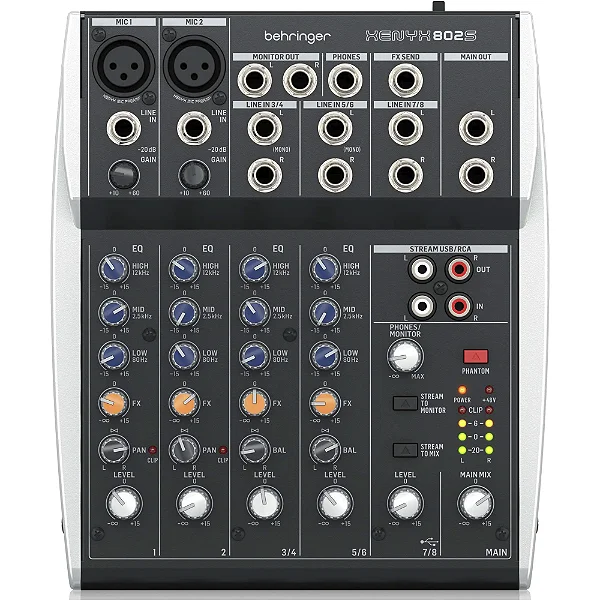 Mesa de Som 8 Canais Analógica BEHRINGER Analog Mixers Xenyx 802S