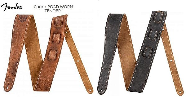 Correia Fender Couro Worn Road cor: Marrom ou Preta