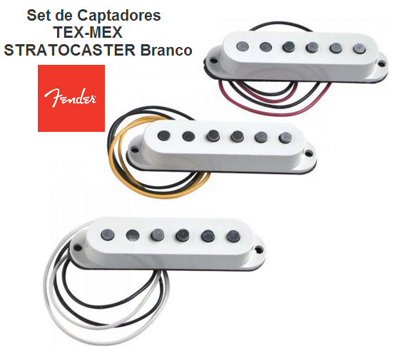 Captadores Fender Trio Strato Tex Mex cor: Branco