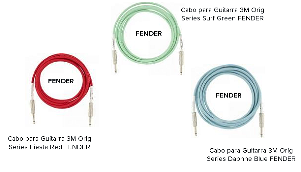 Cabo Fender Instrumento Original Series 10 ft - 3m disponivel na cor: Verde Surf Green