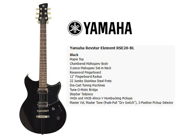 Guitarra YAMAHA RSE20BL c/ 2 captadores Humbuckers cor: Black