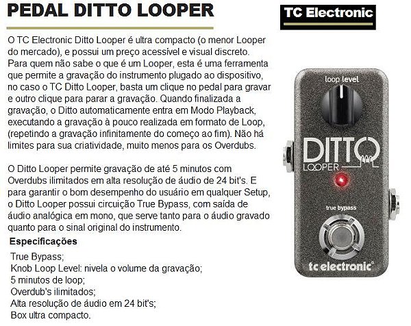 Pedal TC ELETRONIC Ditto Looper