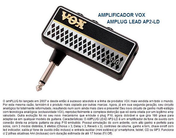 Vox Amplug AP2-LD - LEAD- o mini amp que você pluga na guitarra