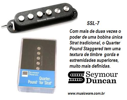 Captador SEYMOUR DUNCAN Quarter Pound SSL-7 Staggered clássico cor: Preto