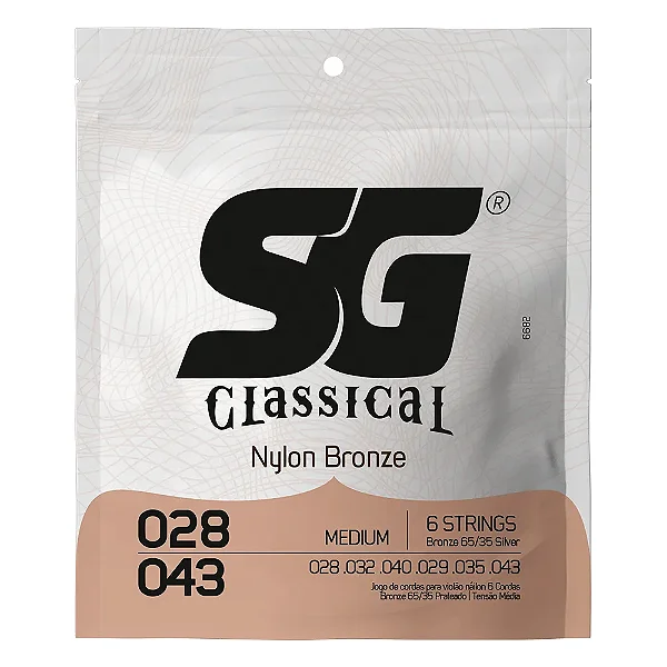 Encordoamento SG Violão Nylon tensão Média 0.28/0.43