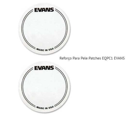 Proteção - Reforço para Pele de Bumbo Evans EQPC1 p/bumbo simples com 2 peças Branco(made in USA)