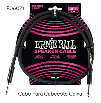Cabo p/Cabeçote/Caixa Ernie Ball PO6071 - 3ft / 91,44cm os dois plugs retos