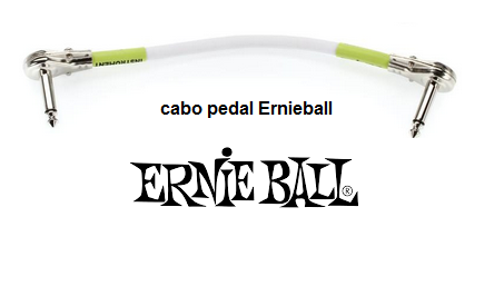 Cabo p/ pedal Ernie Ball Branco 15 cm - plug chato (Preço por unidade)
