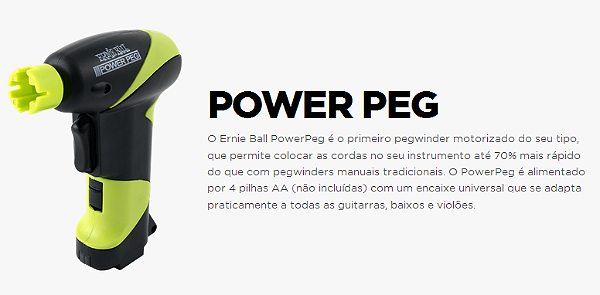 Power Peg Pegwinder Standard Ernie Ball 4118 - Super Enrolador de cordas funciona com pilhas