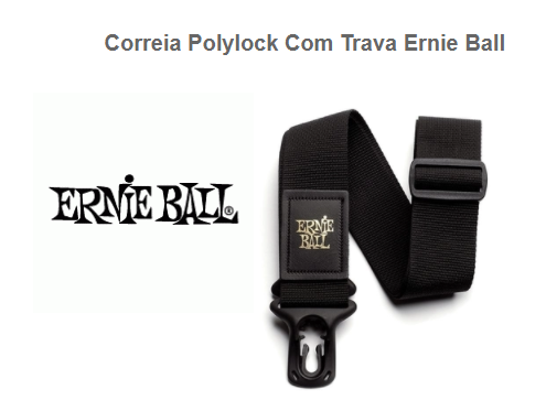 Correia Ernie Ball Polylock c/ trava Cor: Black