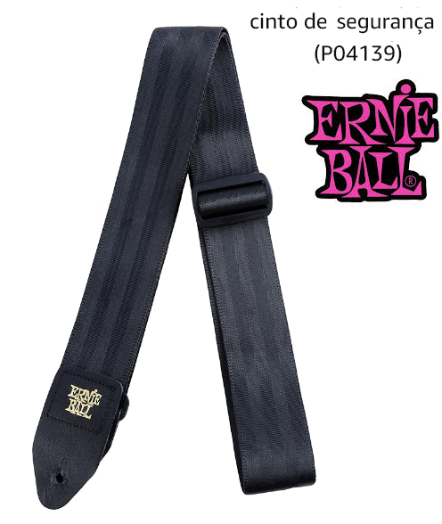 Correia Ernie Ball Seatbelt Webbing - P04139 Ponta de Couro Cor: Black