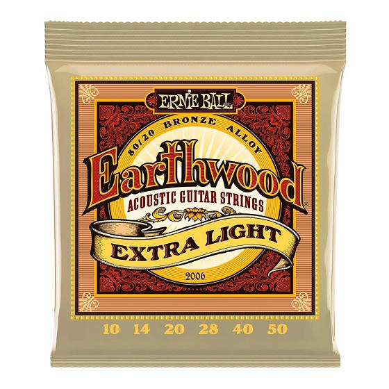 Encordoamento ERNIE BALL Violão Aço Earthwood cod.2006 - 0.10 Extra Light Bronze (Made in USA)