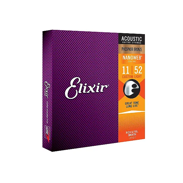 Encordoamento ELIXIR Violão Aço Phosphor Bronze Nanoweb 0.11