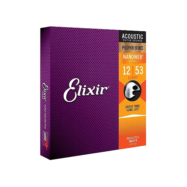 Encordoamento ELIXIR Violão Aço Phosphor Bronze Nanoweb 0.12