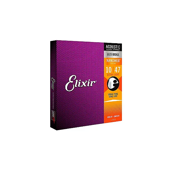 Encordoamento ELIXIR Violão Aço Bronze Nanoweb 0.10