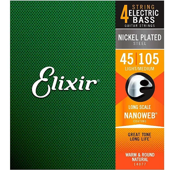 Encordoamento ELIXIR Baixo 4 Cordas (45/105) Nanoweb 14077 - Nickel Plated Steel