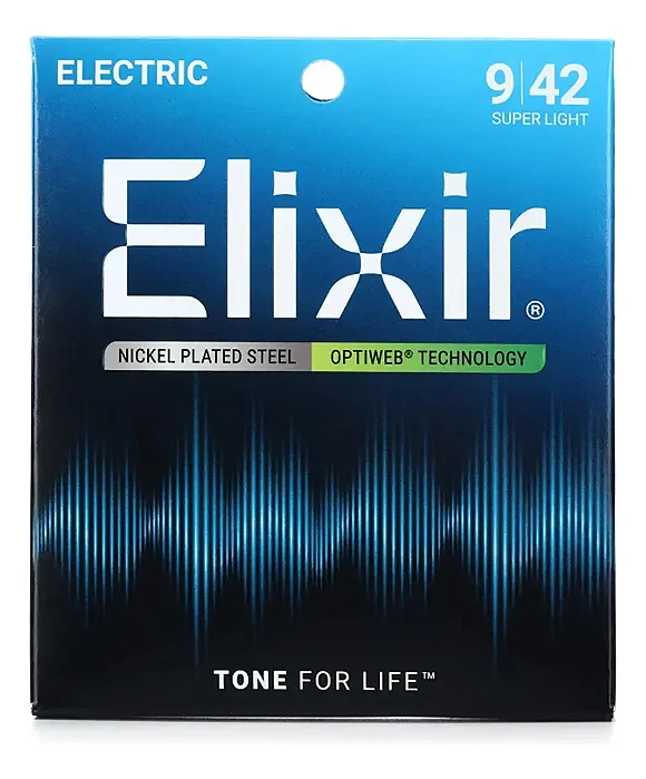 Encordoamento ELIXIR Guitarra OPTIWEB 0.09/0.42 - Som mais Natural - cod.19002
