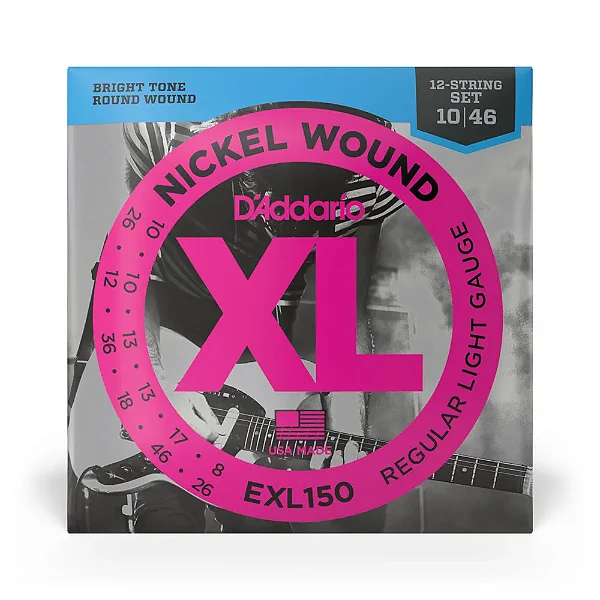 Encordoamento Daddario Guitarra 12 Cordas -  EXL 150 (Regular Light Gauge)  - 0.10/0.46