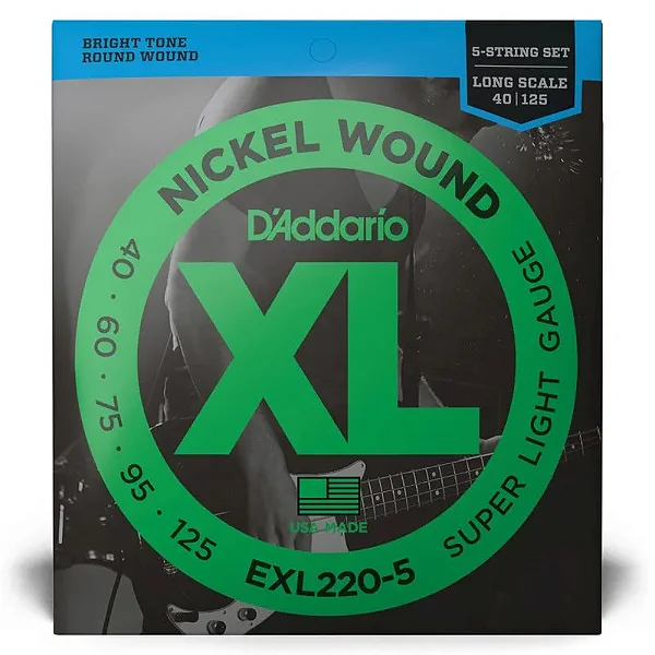Encordoamento Daddario Baixo 5 cordas - EXL 220 -5 - 0.40 - 5 cordas