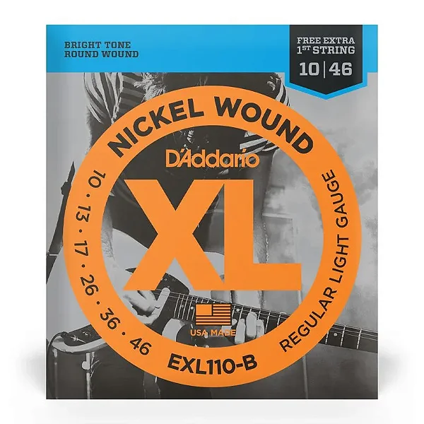 Encordoamento Daddario Guitarra EXL110B (0.10/0.46) Regular Light - grátis corda Extra