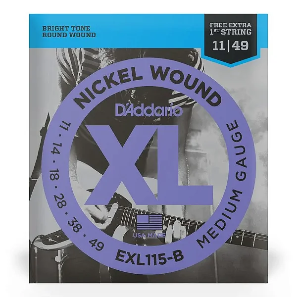 Encordoamento Daddario Guitarra EXL115B (0.11/0.49) Blues / Jazz Rock - grátis corda extra